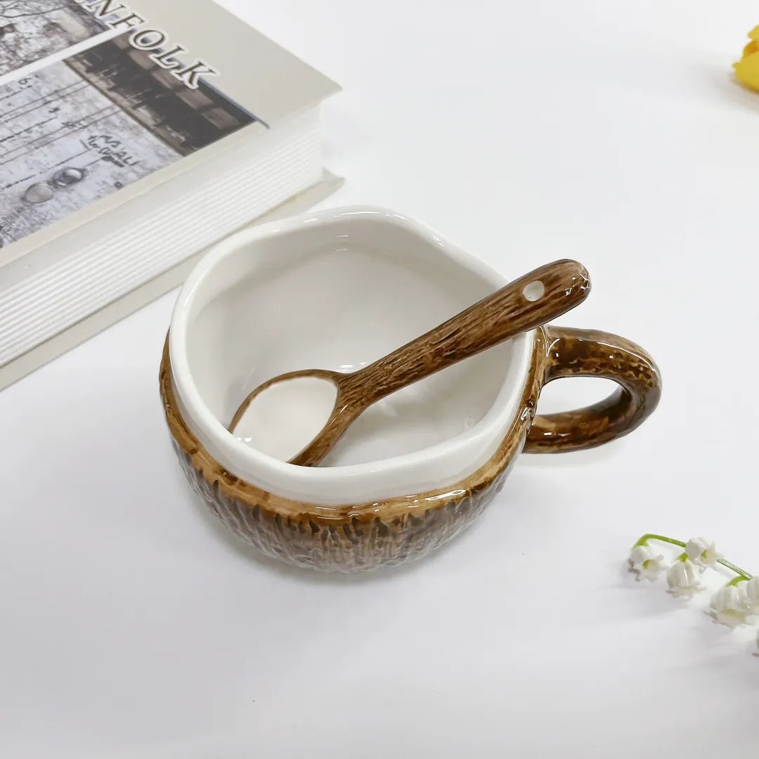 Vintage Coconut Ceramic Cup